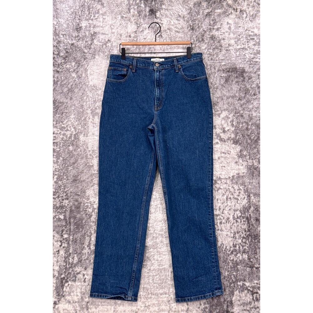 Abercrombie & Fitch Straight Leg Jeans in Dark Blue Denim